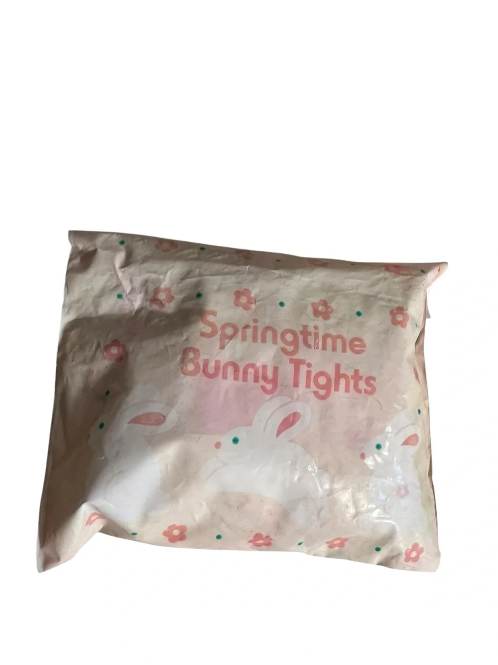 Vintage Girls Size‎ Medium/ Large Springtime Bunny Tights White Pink Floral